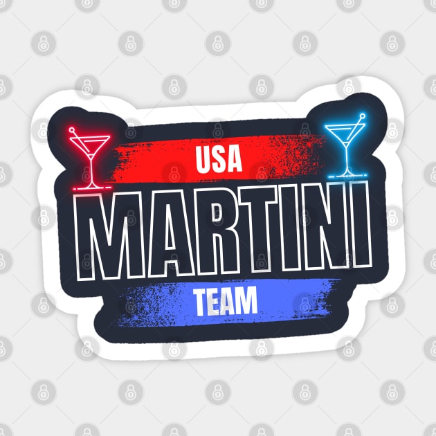 USA Martini Team Sticker by Kenny The Bartender's Tee Emporium